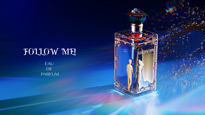 FOLLOW ME! - EAU DE PARFUM - 3D DESIGN 3d blender branding caustics cgi logo motion graphics parfume product design rendering visual identity