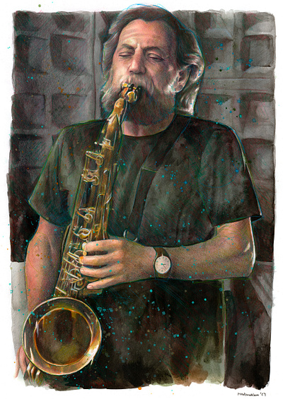 Realistic portrait of a saxophonist musicianportrait saxophone saxophonist saxophonistdrawing saxophonistportrait