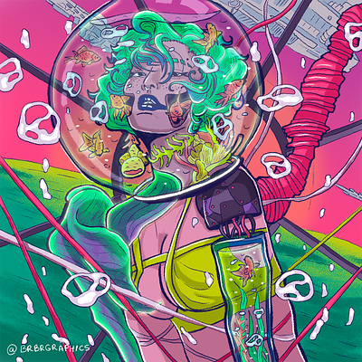Fish Tank art cyberpunk design fish girl illustration neo photoshop tank