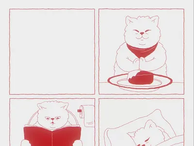 A Day In The Life Of A Cat... 🐱 2d agency animation art cartoon cat character cute dessin doodle funny illustrateur illustrator kawai line loop retro stickers vector vintage