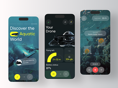 AquaDrone Mobile App - Water Drone SaaS app app design automation b2b business crm dashboard design drone ios iot luxury mobile mobile app product design saas smart software ui ux