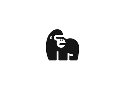 Gorilla animal ape black gorilla logo logo design mark monkey negative space simple zoo