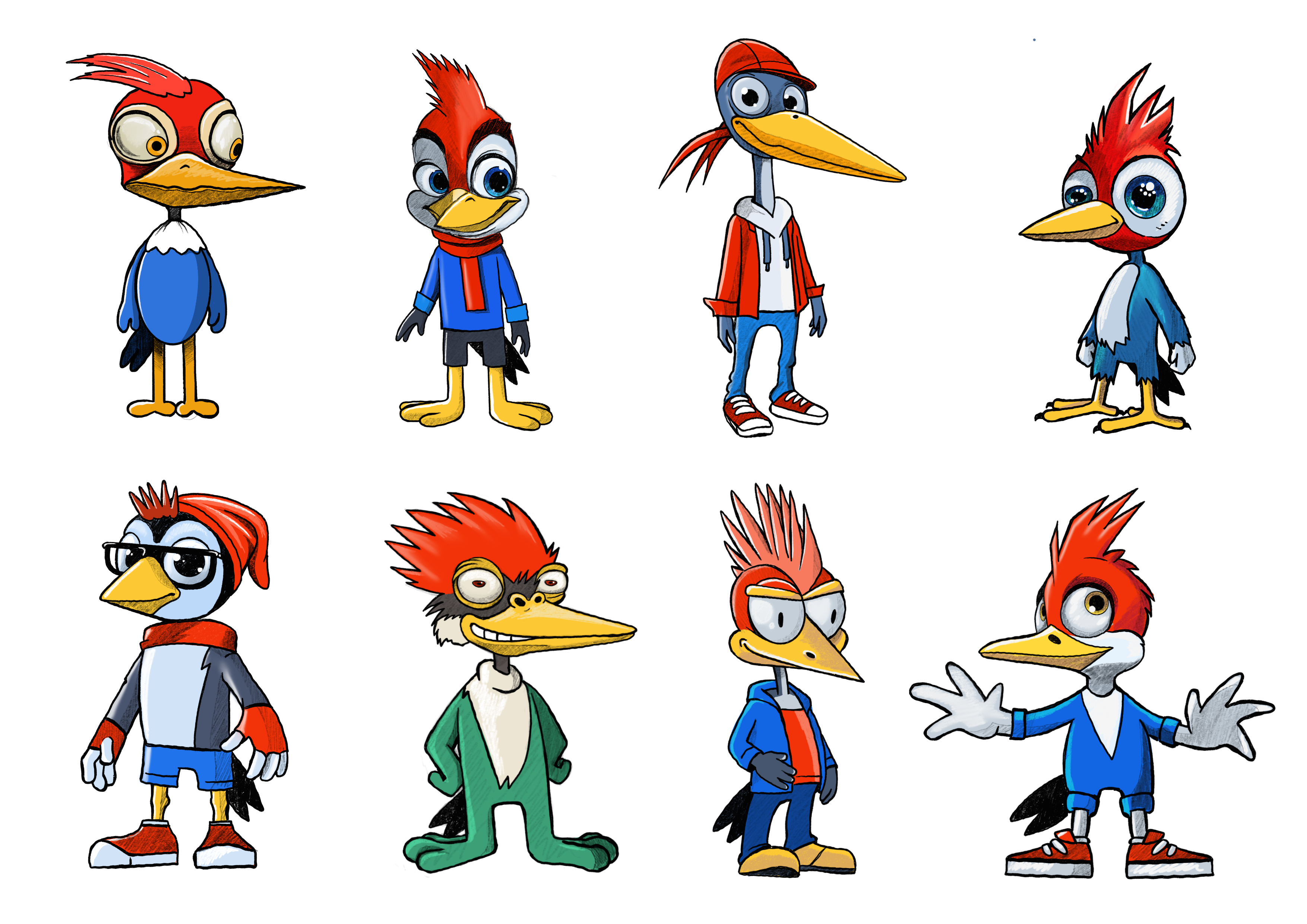 The process of creating a Woodpecker character animation branding character character design graphic design illustration illustrations procreate sketch woodpecker