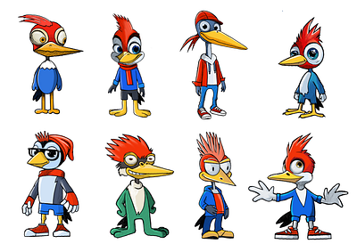 The process of creating a Woodpecker character animation branding character character design graphic design illustration illustrations procreate sketch woodpecker