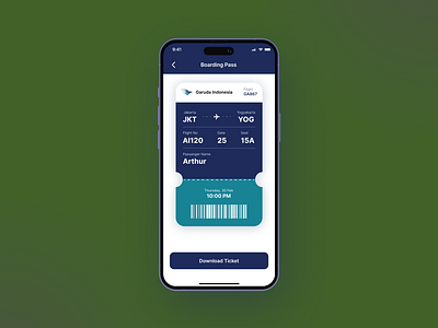 Boarding Pass - DailyUI Challenge #024 app boarding pass dailyui flight ticket mobile app mobile design mobile ui ui