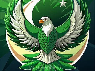 Pakistani Flag With Eagle And Hilal design flag design flag logo graphic design illustration logo pakistan pakistan day pakistan flag pakistan flag logo pakistan flag with eagle pakistan independence day pakistani flag pakistani flag design pakistani flag logo pakistani logo vector