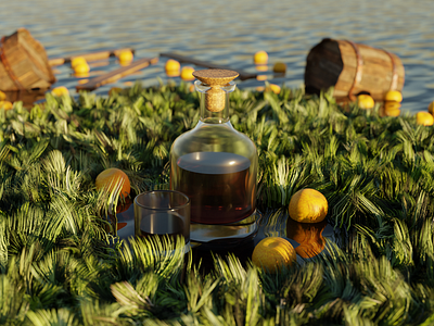 3D "А bottle of cognac" 3d blender design modeling