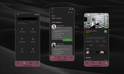 Hyperlocal B2C App Design for Salons app figma mobile app mobile app design ui uidesign uiux userinterface visual design
