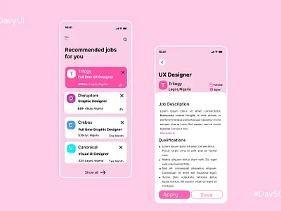 #Day050-Job Listing or Hiring Page #DailyUI Design 3d animation branding graphic design logo motion graphics ui