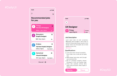 #Day050-Job Listing or Hiring Page #DailyUI Design 3d animation branding graphic design logo motion graphics ui