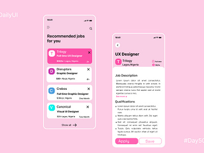 #Day050-Job Listing or Hiring Page #DailyUI Design 3d animation branding graphic design logo motion graphics ui