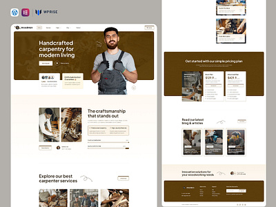 WoodMan – Carpenter & Craftsman Elementor Template branding design elementor template graphic design ui web design