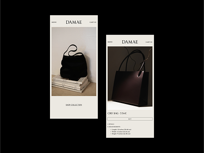 DAMAE Issue 134 beige brand identity branding e commerce editorial fashion layout logo minimal minimaldesign mobile product page shopify store ui ux web webdesign