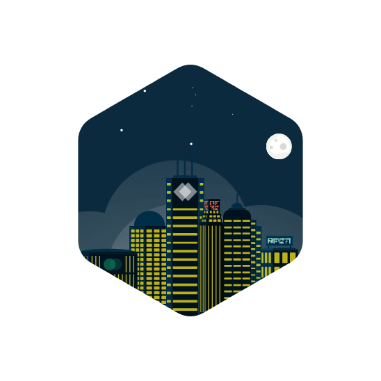 Airship in a city airship animation city graphic design illustration moon