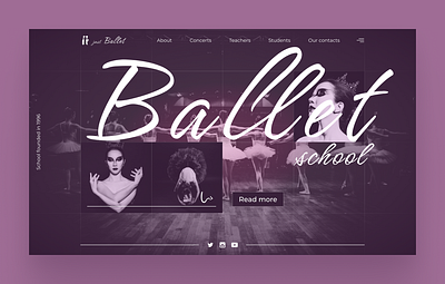 Home page of the ballet school art b branding design homepage illustration logo typography ui