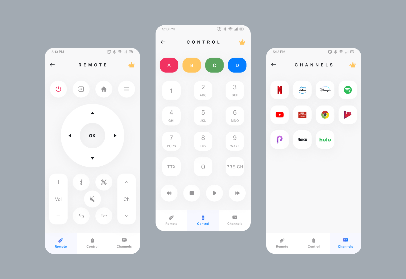 Smart TV Remote Control App UI Design app channels controller remote remote app remote ui smart home smarthome tv app tv channels ui