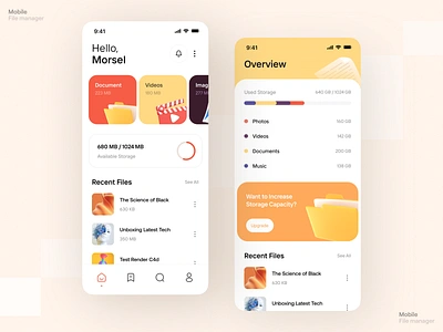 File Manager App android app design document file manager file manager app file sharing files folder manager mobile design mobile ui designer organize storage ui app