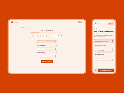Lilycare - Form button completion design form health insurance progress progress bar question quick step subcribe subscription