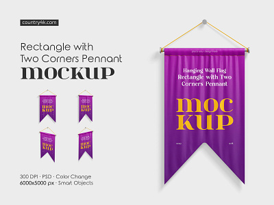 Hanging Wall Flag Rectangle with Two Corners Pennant Mockup Set advertising announcement award banner canvas cloth corner event fabric flag hanging medieval mockup mockups pennant pennon rectangle sign wall
