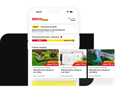 Bricomarche - Homescreen app coupons design homescreen intuitive ux loyalty app loyalty application mobile app mobile application ui ui design ux ux design