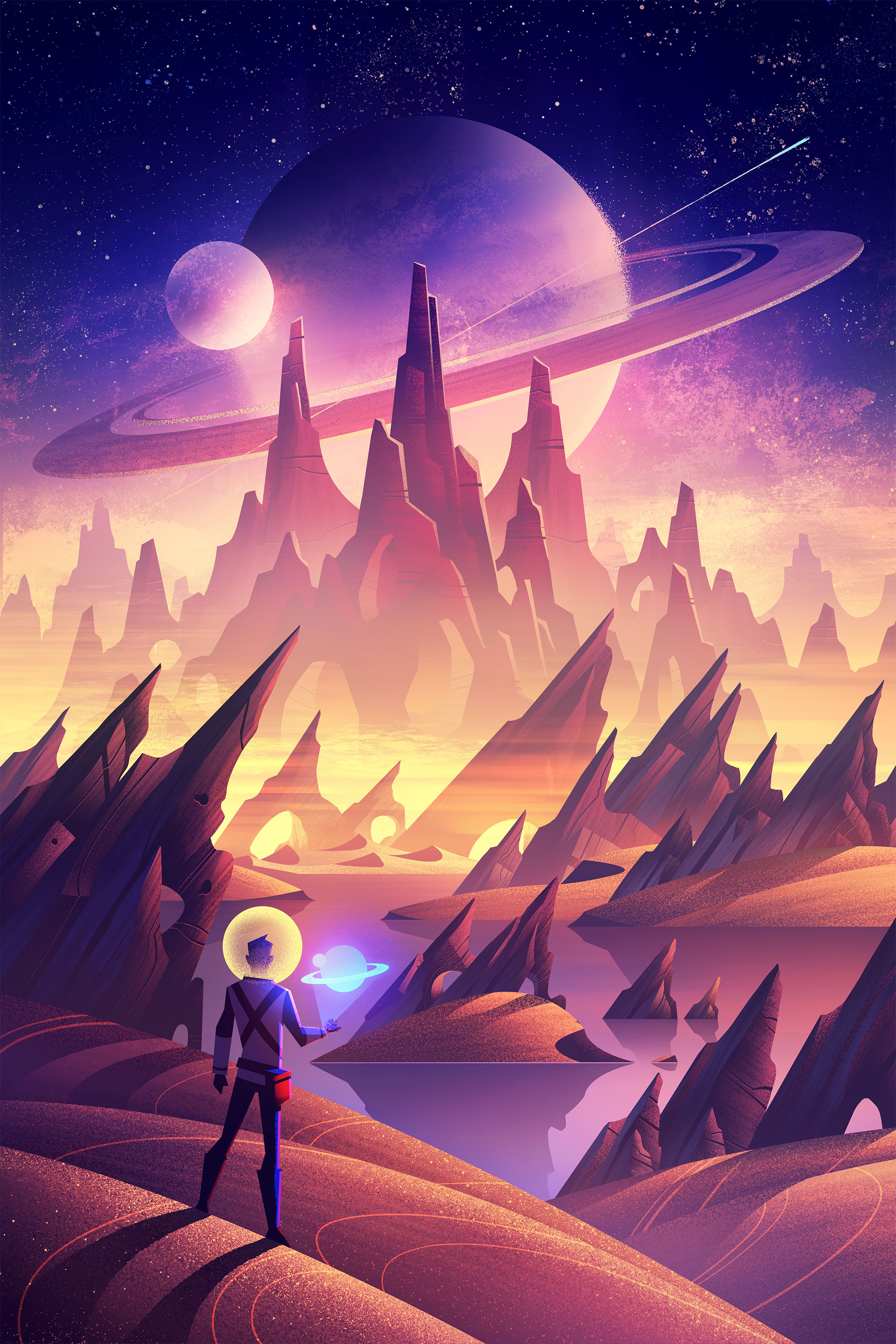 Space Exploration adventure exploration fantasy game art illustration outdoors retro scifi scifiart space vintage