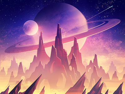 Space Exploration adventure exploration fantasy game art illustration outdoors retro scifi scifiart space vintage