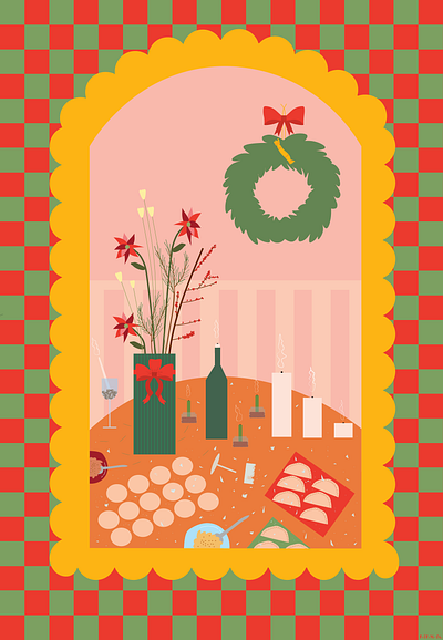 christmas postcard illustration postcard