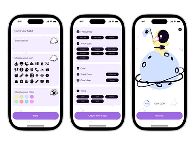 Uni - your perfect planner 💜🌍🪐 mobile app planner ui