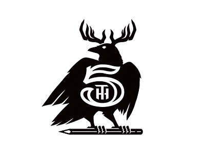 South 5th Studio Logo antlers bird branding crow logo type