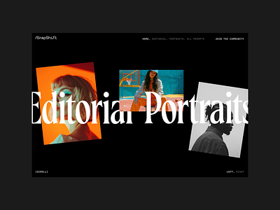 Snapshift – Editorial hero exploration ai ai portraits branding editorial hero landing page logo logo designer logomark logos typography web design