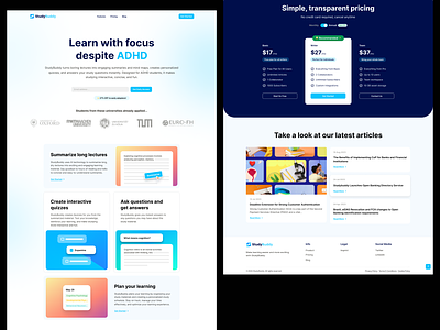 AI-Based Learning Platform Landing Page adhs ai ai landing ai tools app bento bento grid dashboard design disorder illustrations landing landing page learning learning portal pricing plan product ui ux website