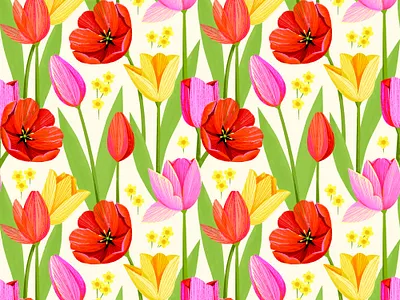 Tulip Pattern blossom botanical easter floral flower illustration pattern spring texture tulip