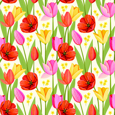 Tulip Pattern blossom botanical easter floral flower illustration pattern spring texture tulip