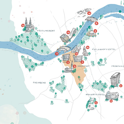 Map Illustration from Linz / Upper Austria digitalillustration map mapdesign mapillustration