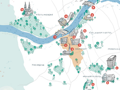 Map Illustration from Linz / Upper Austria digitalillustration map mapdesign mapillustration