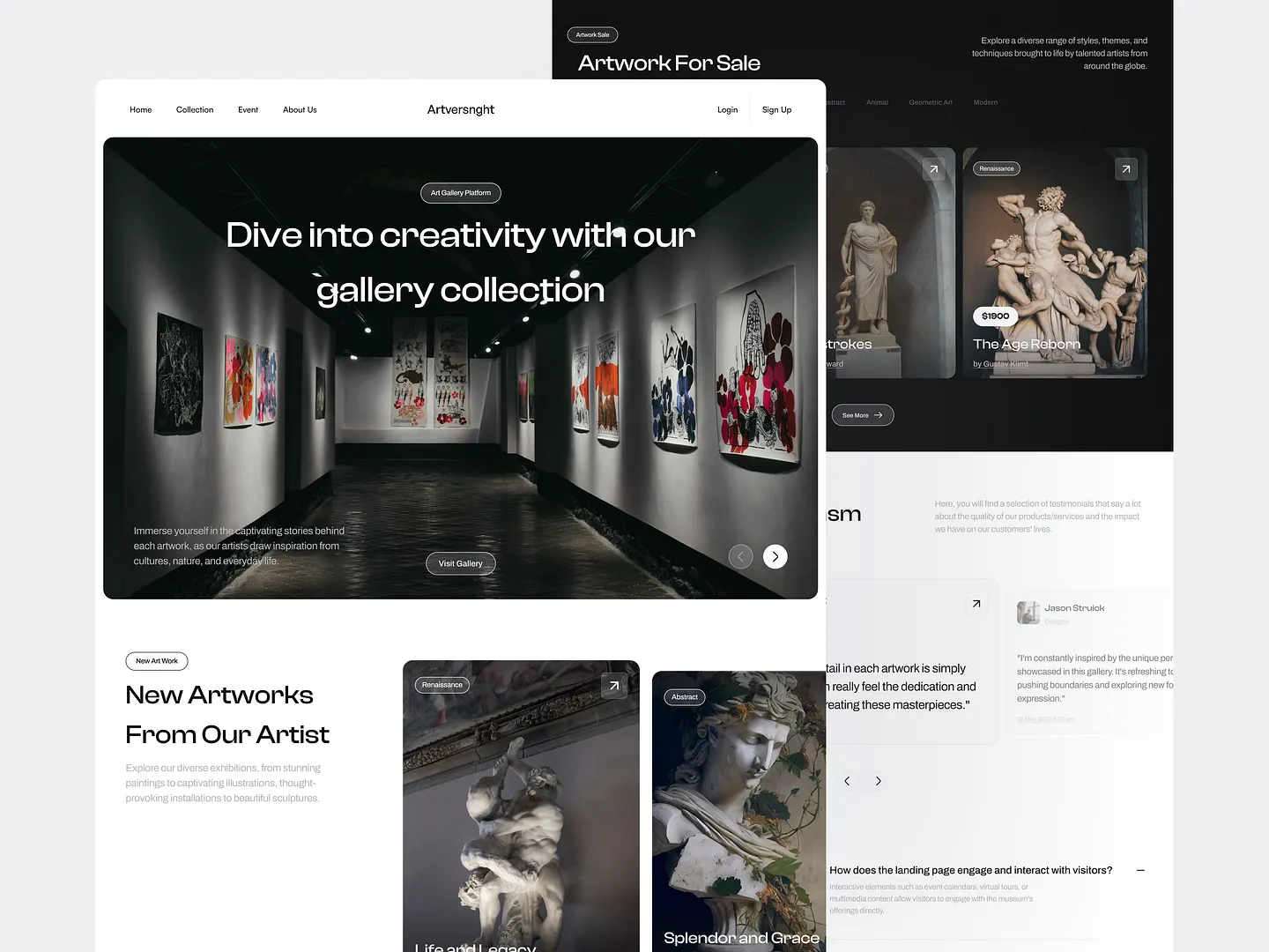 Museum Website Design: Artversnght Gallery Landing Page