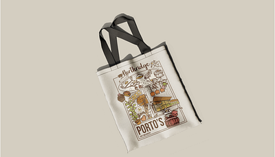 Porto's Northridge Tote Bg Design bakery tote graphic design illustration textile design totebag vector