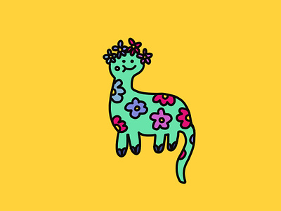 Which dinosaur is cutest? brontosaurus character cute donosaur doodle drawing flower illustration wreath
