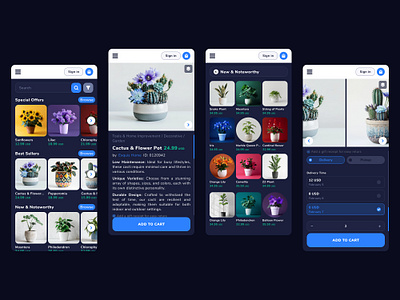 Plants Online Shop | Dark Mode buy dark mode ecommerce list mobile online shop plants ui web design