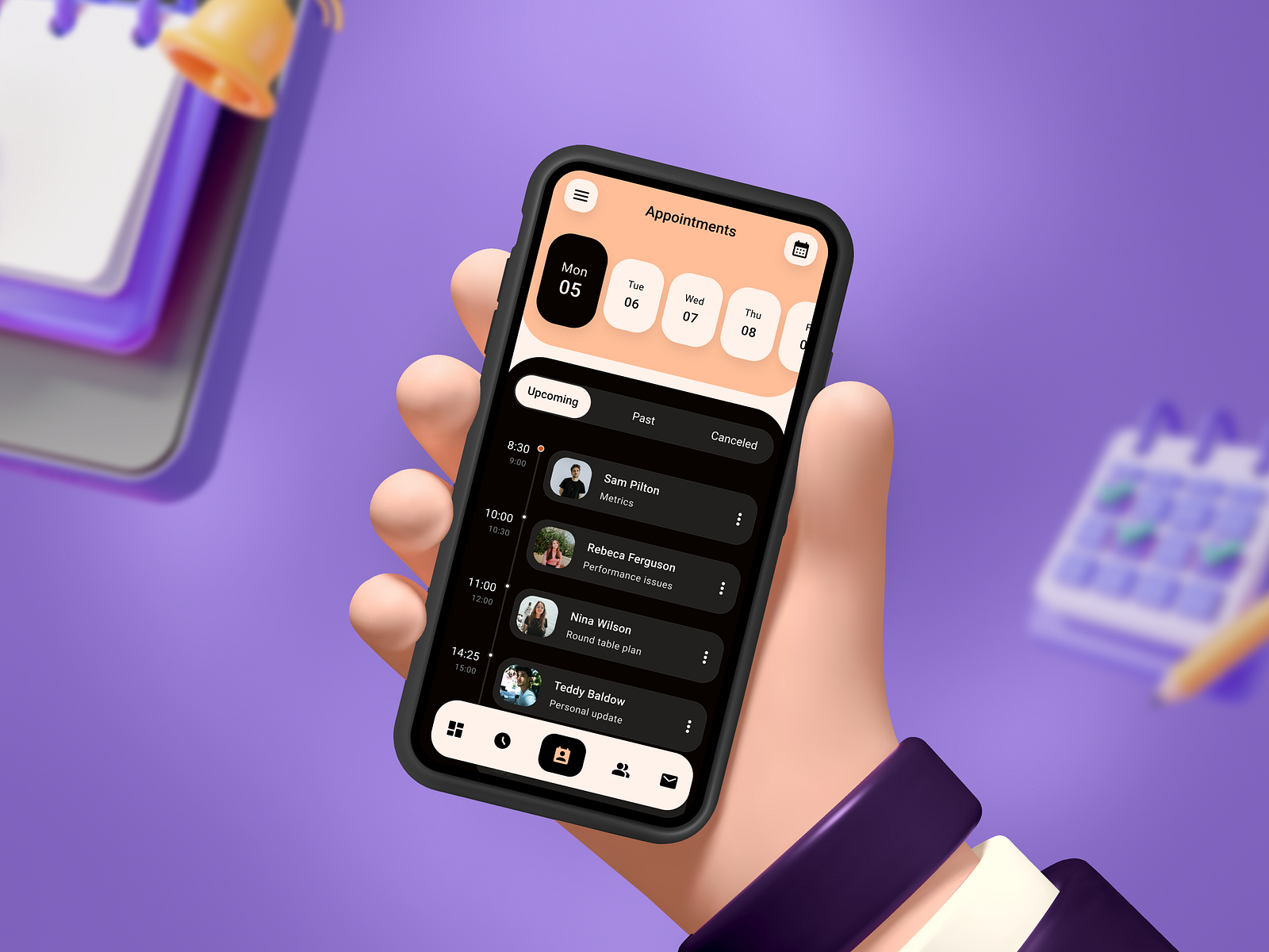 Schedule mobile application - appointments screen by Bohdan Kalashnikov ...