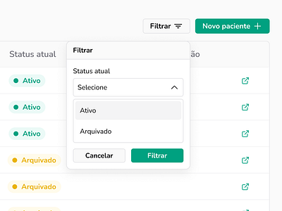 Dr.sim - Filter component app component design design system filter interface plataform ui