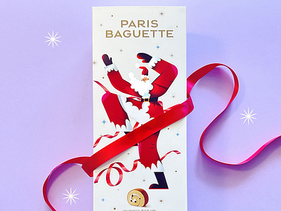PARIS BAGUETTE box christmas food pack packaging parisbaguette santa santaclaus vector
