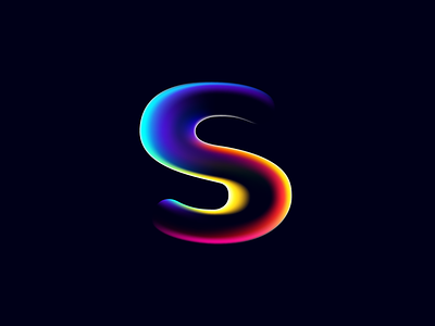 S letter logo with neon glitch glitch gradient icon letter logo mark mesh multicolor neon