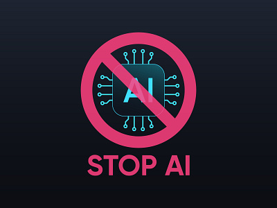 Stop AI ai algorithm artificial ban cancel forbidden generative illustration intellectual intelligence network prohibit prohibition protection restriction rights stop technology use vector