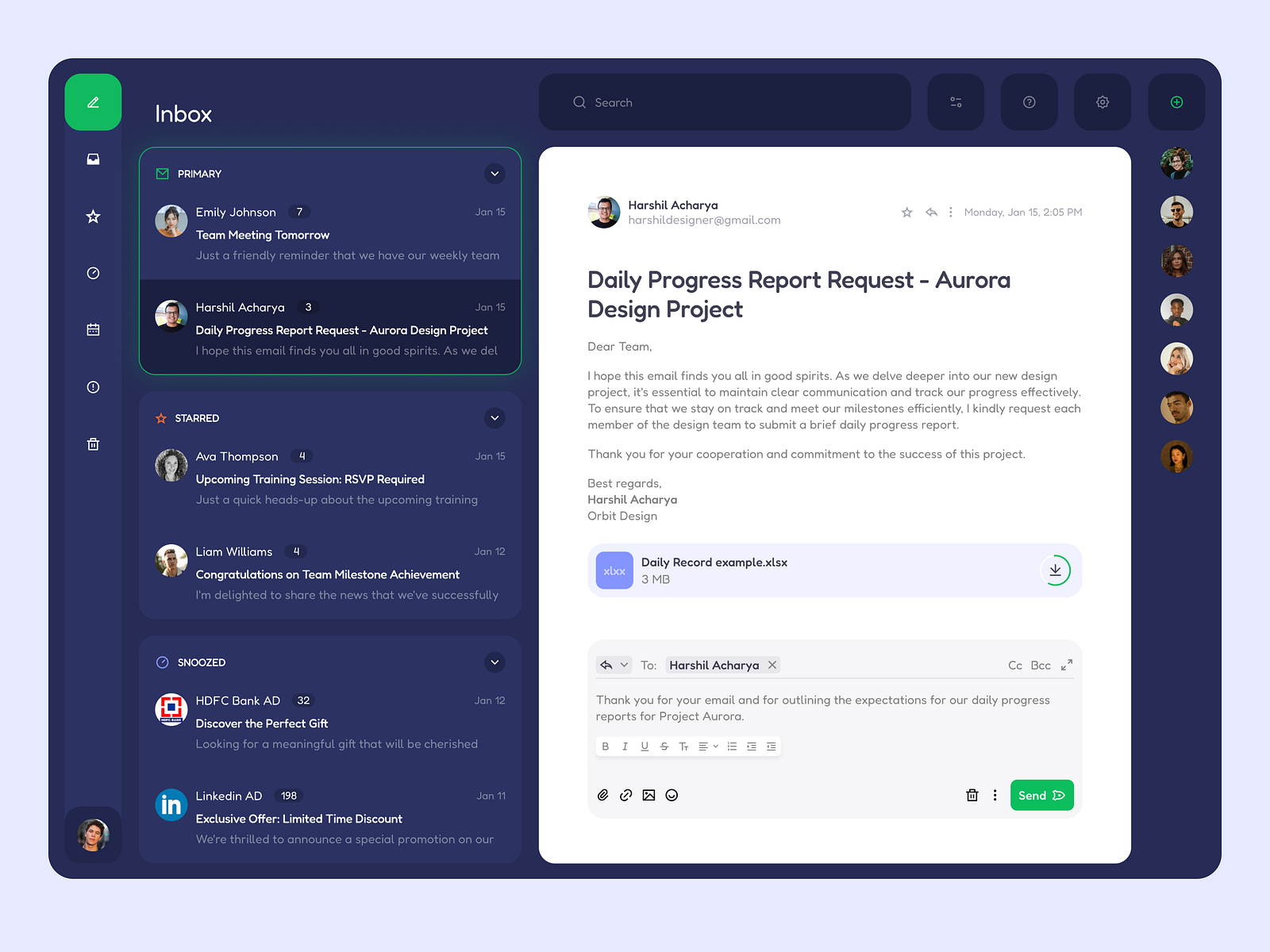 Email Dashboard UI Design by Harshil Acharya for Orbit Design on Dribbble