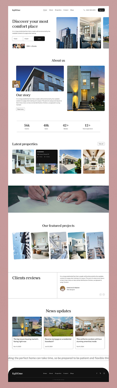 Real estate home page ui