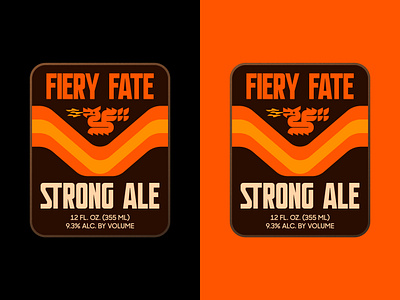 FIERY FATE ale beer label dragon fantasy fate fire flame icon label logo medieval middle earth nature packaging retro sticker stronge ale symbol