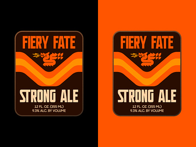 FIERY FATE ale beer label dragon fantasy fate fire flame icon label logo medieval middle earth nature packaging retro sticker stronge ale symbol