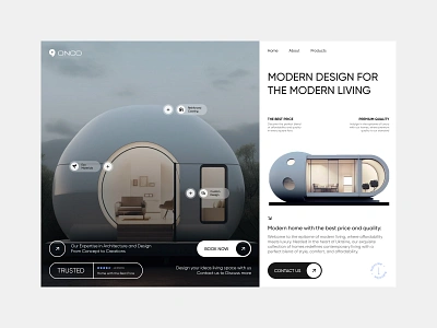 Website Design. Capsule Home Concept. ONCO capsule concept design future hotel house modern ui website