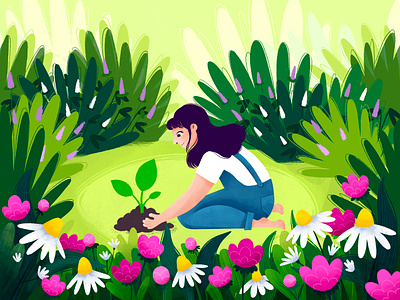 Your life is your garden 2d illustration character illustration garden ipad pro procreate